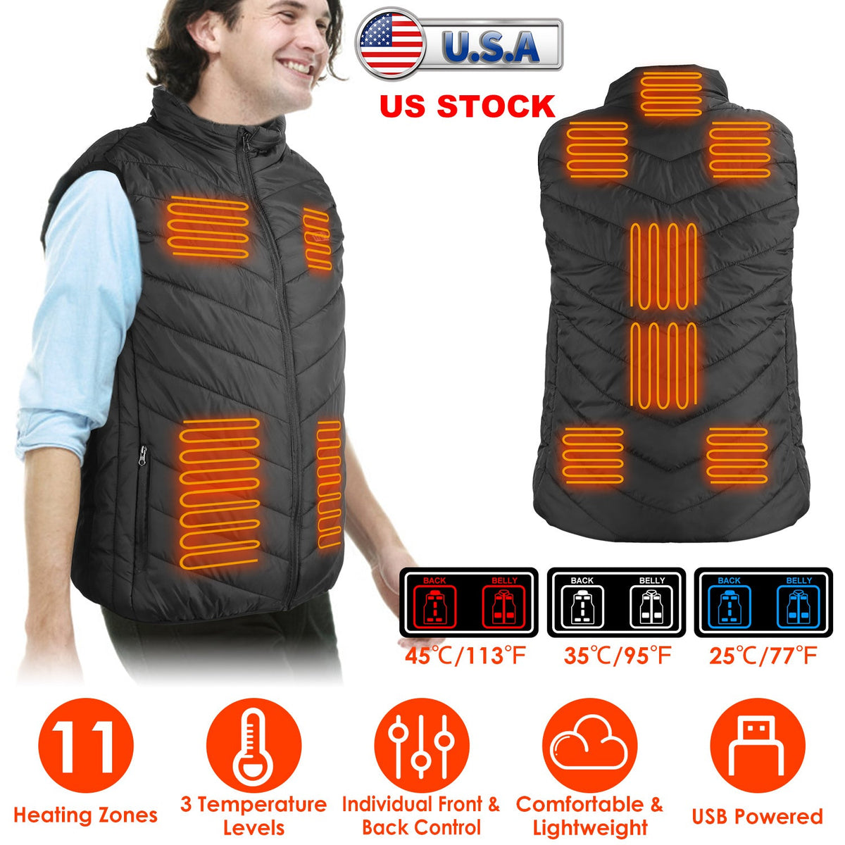 Heated Vest – USB Electric Thermal Jacket for Men & Women