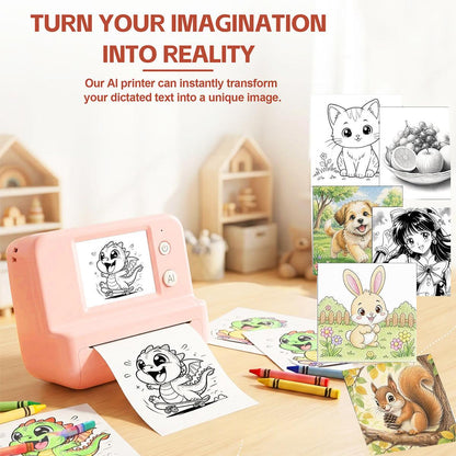 AI Voice-Powered Childrens Doodle Printer With Screen Bluetooth And Pocket-Sized Thermal Printing