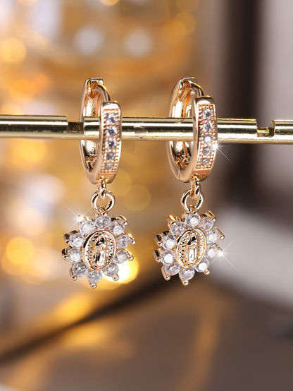 Western Light-luxury Virgin Mary Diamond-studded Earrings