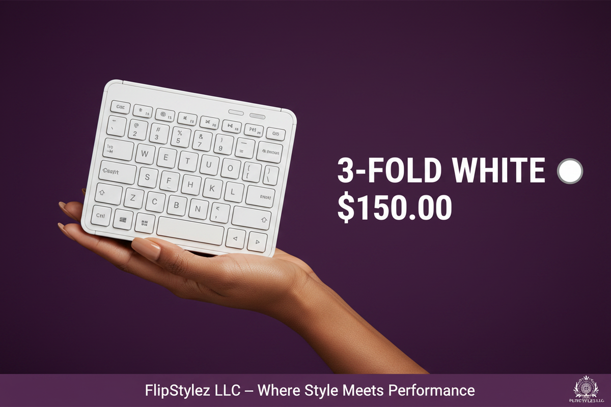 Wireless Tri-Fold Bluetooth Keyboard with Touchpad | Foldable | 81 Keys | 35Hr Battery | Phone Tablet PC Mac
