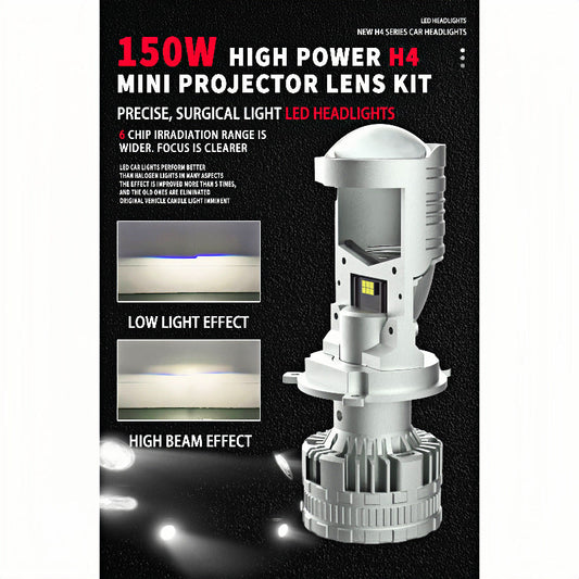 H4 LED Headlight Bulb With Projector Lens T80 80W High Low Beam Integrated  High End Auto LED Headlamp Replacement