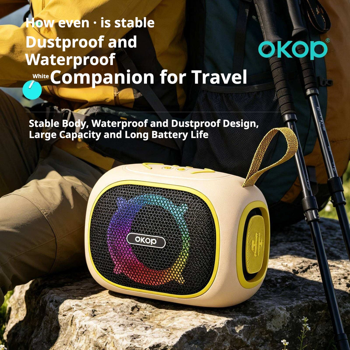 KP-853 New Wireless Bluetooth Speaker Long Battery Life Portable Handle RGB Lighting In Stock For Outdoor Parties