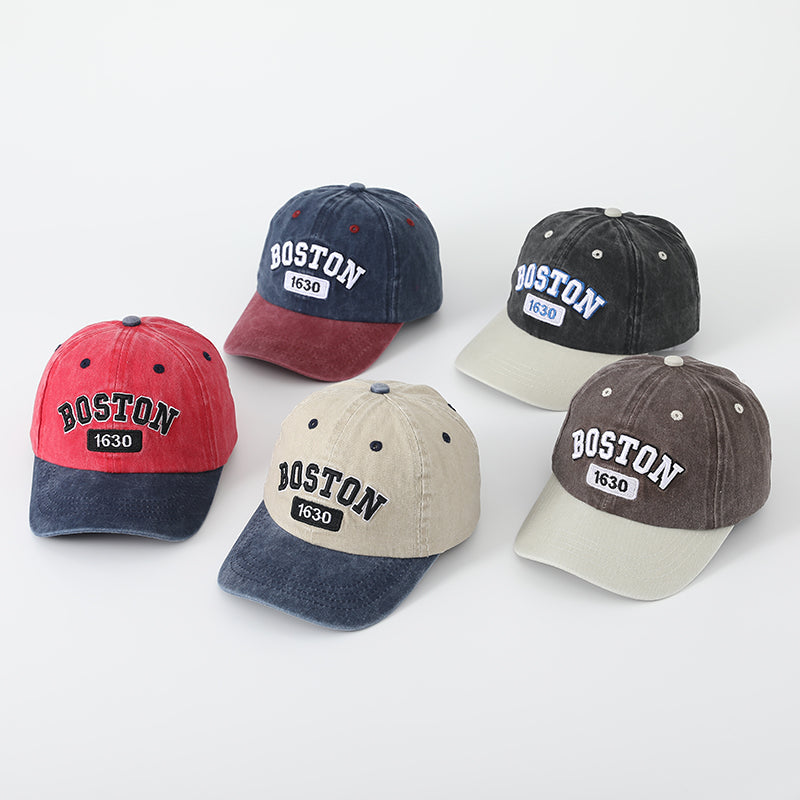 Children's Stylish Multi-color Embroidered BOS 1630 Convertible Adjustable Multi-color Selectable Baseball Cap