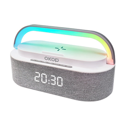 KP-578 Hot-selling Wireless Bluetooth Speaker With Clock Alarm And Wireless Charging Features A Portable Handle Factory Stock Available