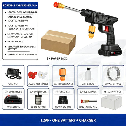 Cordless High Pressure Car Washing Gun Rechargeable Portable Power Washer Sprayer With Lithium Ion Battery  Household Car Cleaning Tool