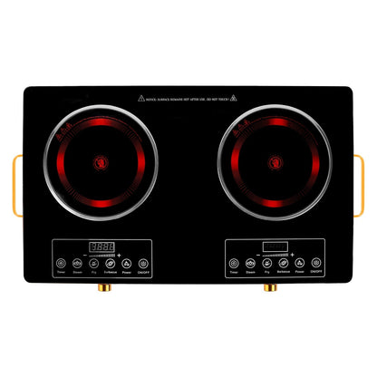 7000W Double Ceramic Electric Cooktop with 11 Power Levels & Timer