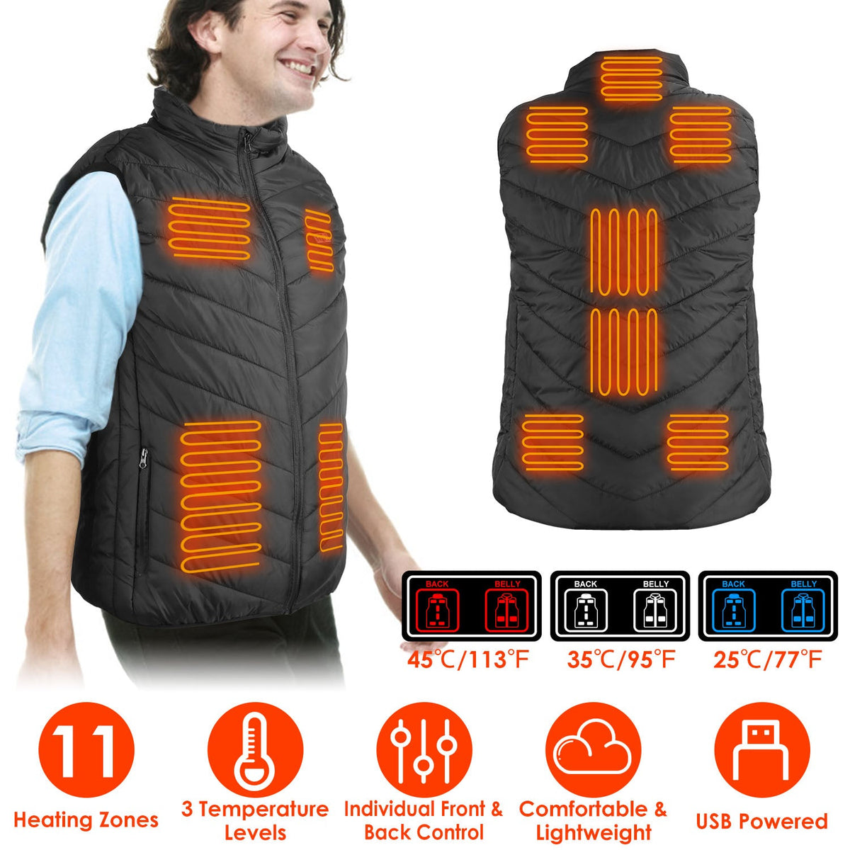 Heated Vest – USB Electric Thermal Jacket for Men & Women