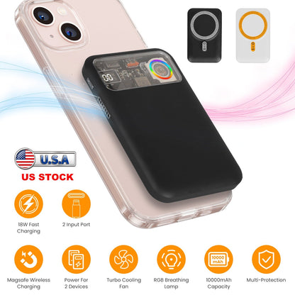Magsafe Wireless Power Bank 10000mAh Magnetic Portable 18W Fast Charger Fit for IOS Phone 15/14/13/12 Series and More