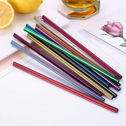 Reusable Metal Heart-shaped Drinking Straws Set
