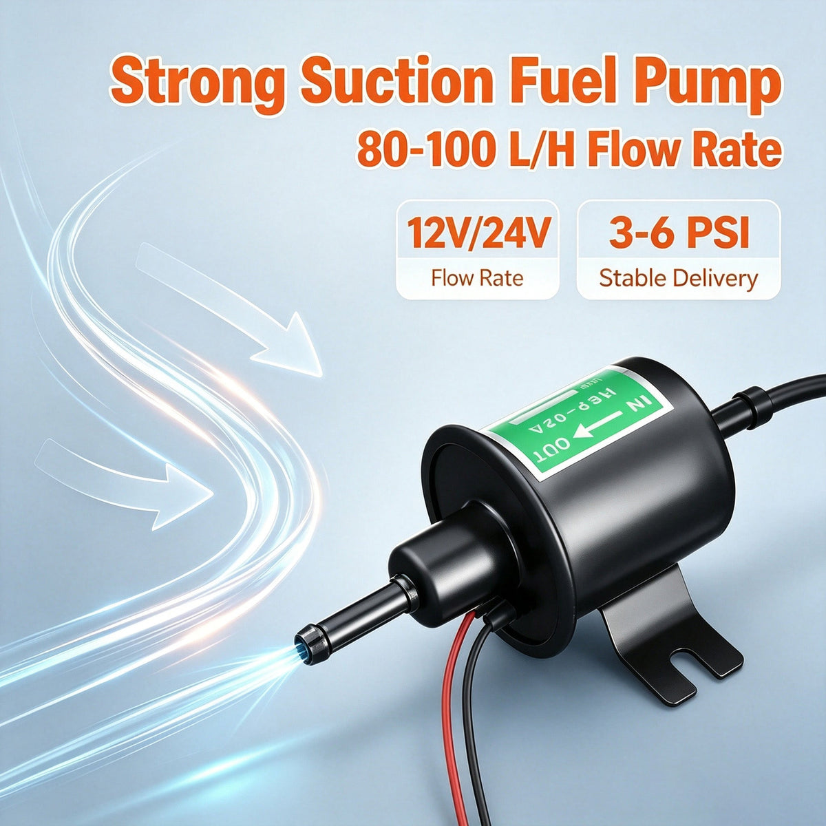 Universal 12V 24V Electric Fuel Pump HEP02A Inline Gasoline Transfer Pump Universal Replacement For Modified Cars Lawn Mower Boat RV