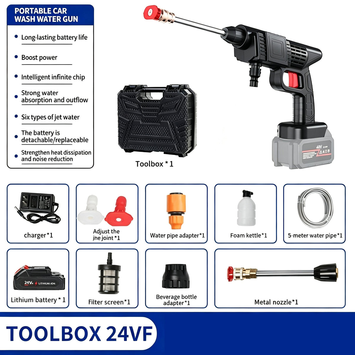Cordless High Pressure Car Washing Gun Rechargeable Portable Power Washer Sprayer With Lithium Ion Battery  Household Car Cleaning Tool