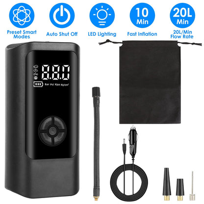 Car Tire Inflator Pump Portable Car Air Compressor Corded Electric Air Pump With LED Light