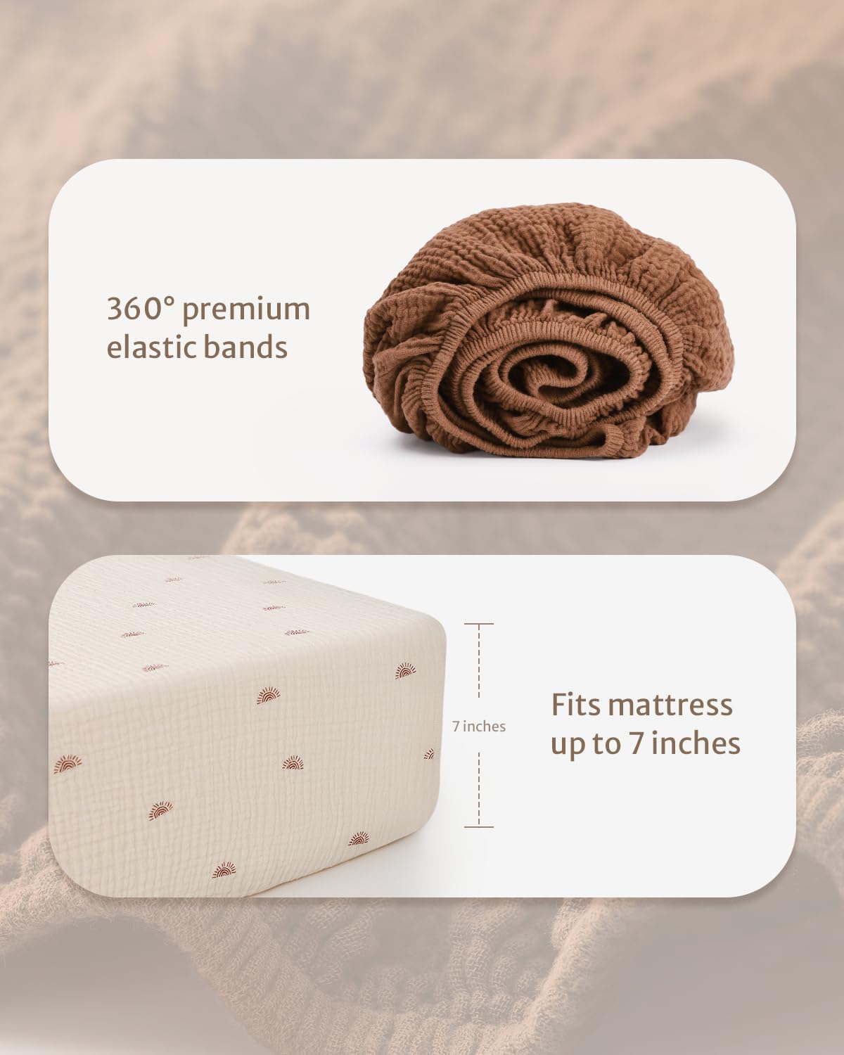 Blissful Diary Muslin Crib Sheets, Boho Neutral, 52 x 28 in, 2 Pack