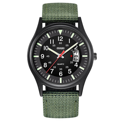 Mens Luminous Nylon-Strap Quartz Watch