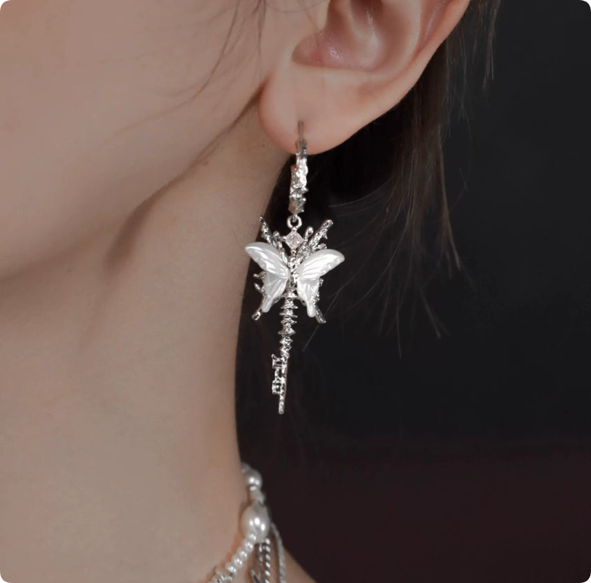 Butterfly Tassel Earrings With 925 Silver Hooks