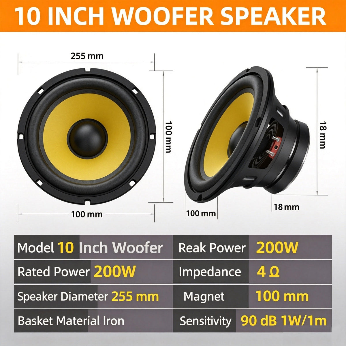 4 5 6.5 8 10 12 Inch Car Subwoofer Speaker  Heavy Bass Audio Loudspeaker For Car Stereo Modification