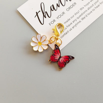 Alloy Colorful Aster Butterfly Pendant Keychain Bag Charm