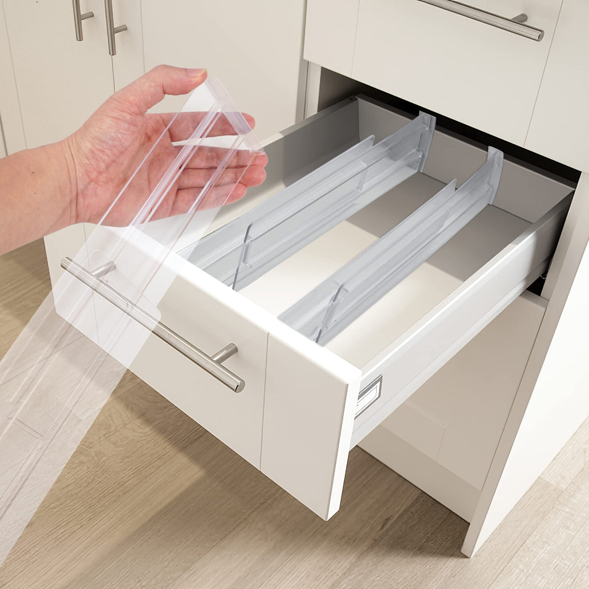 6 Pack Adjustable Drawer Dividers, 3.2 in High, Expand 11-20 in