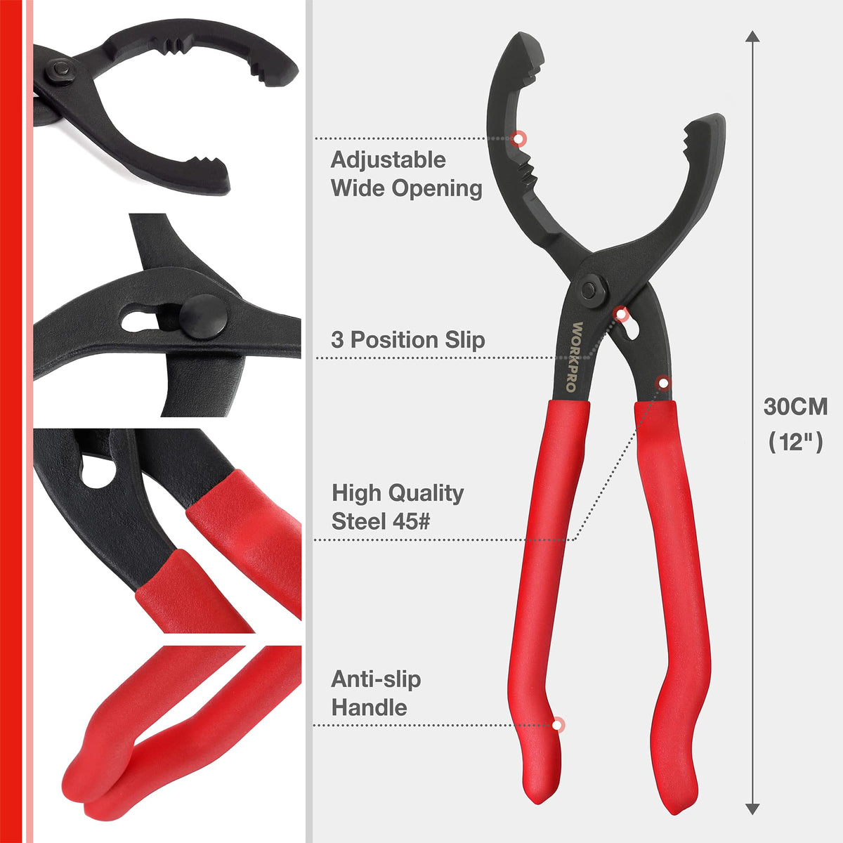 WORKPRO 12 in Adjustable Oil Filter Pliers
