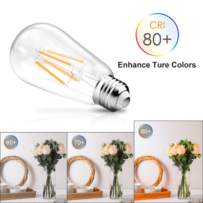 Dimmable Vintage LED Edison Bulbs, 60W, 2700K, E26, 6 Pack
