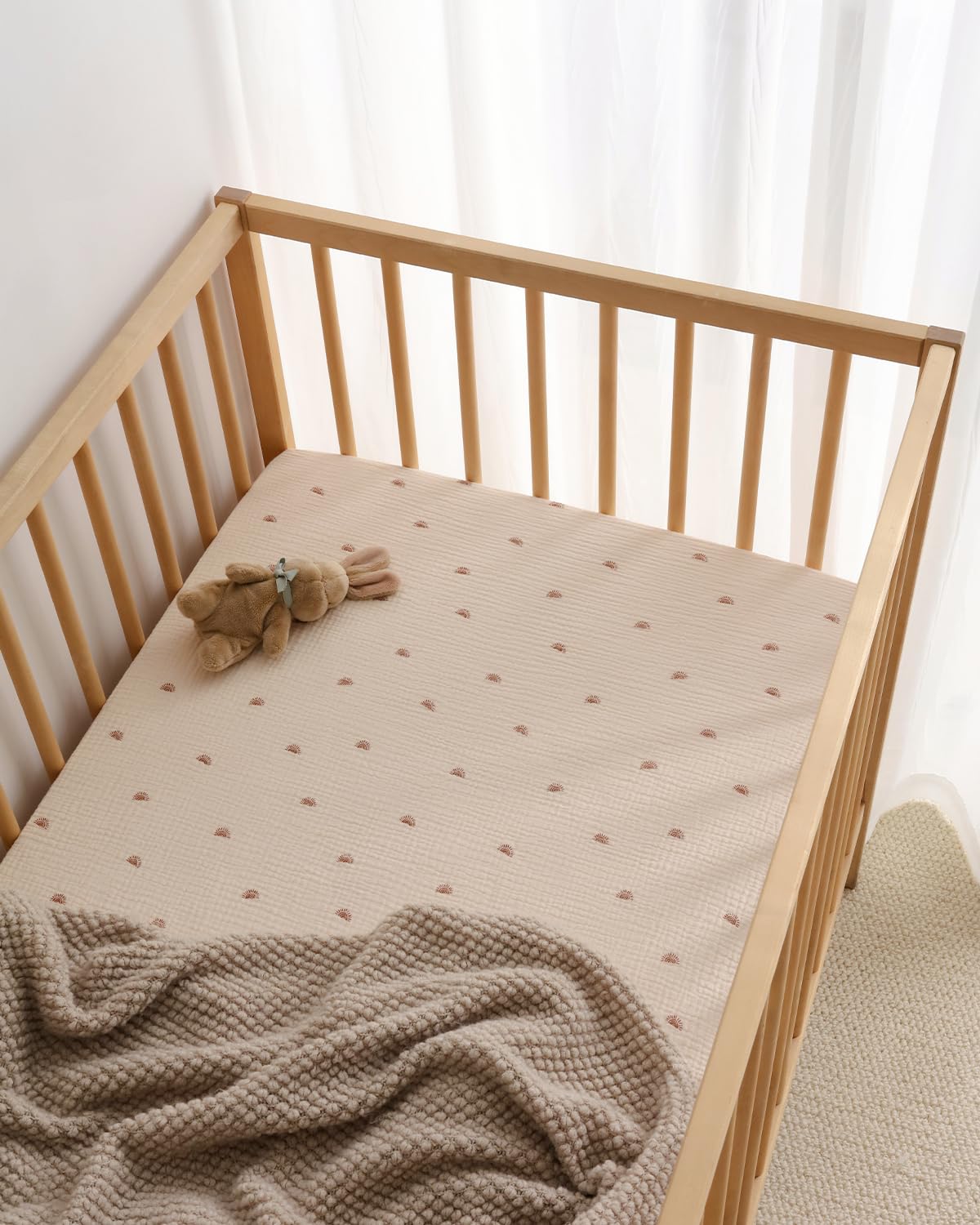 Blissful Diary Muslin Crib Sheets, Boho Neutral, 52 x 28 in, 2 Pack