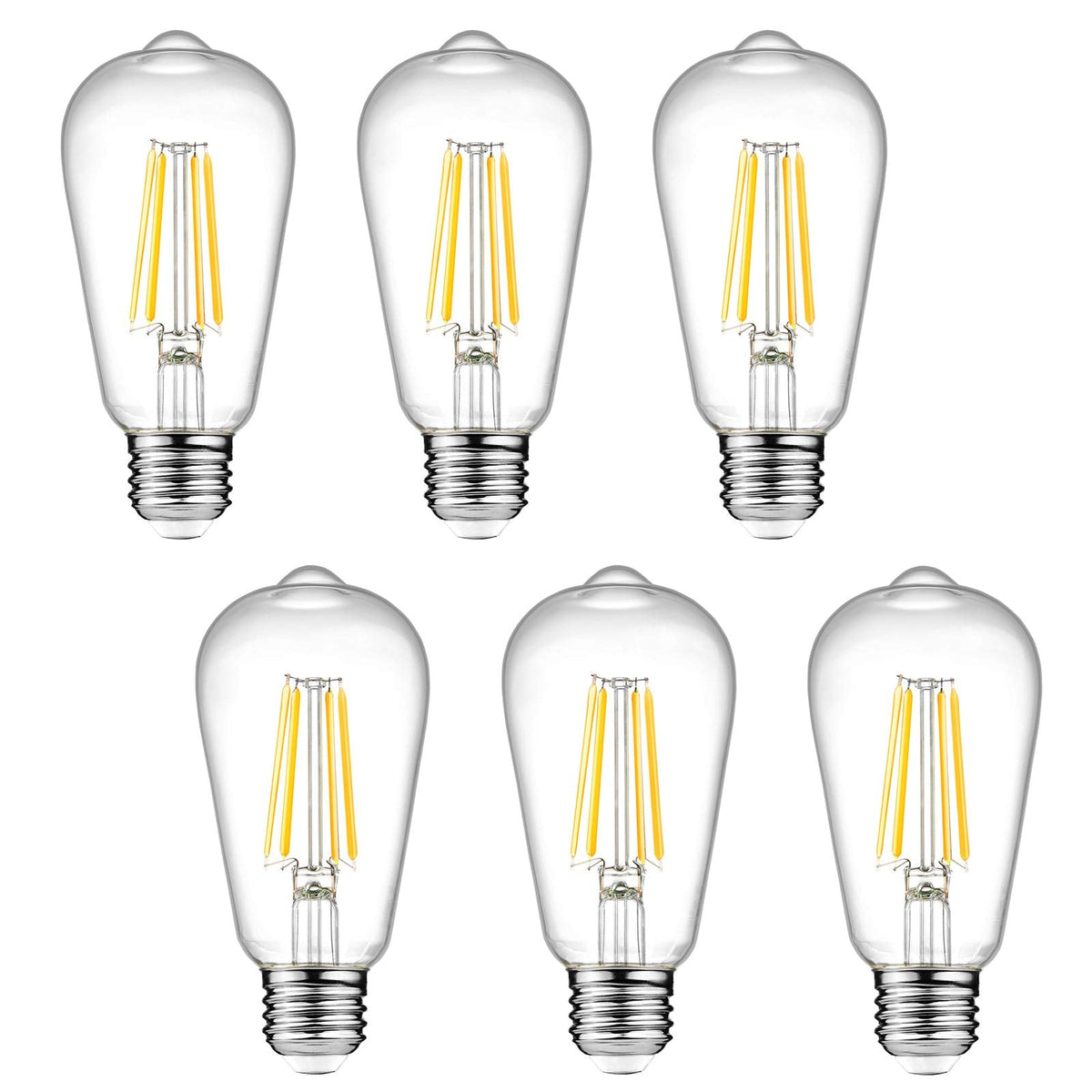 Dimmable Vintage LED Edison Bulbs, 60W, 2700K, E26, 6 Pack