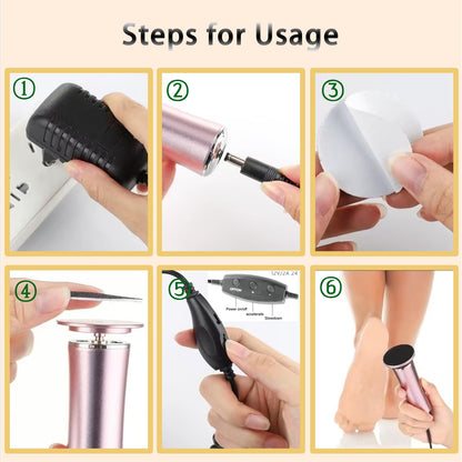 Darmave™ Electric Foot Callus Remover, Smooth Pedicure Wand with 60 Sanding Pads, Foot Scrubber File, Pedicure Tools for Feet, Heel Scraper for Cracked Heels