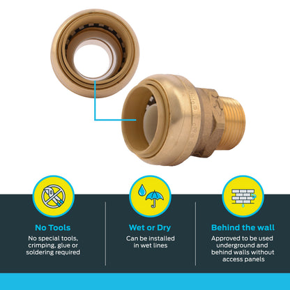 SharkBite U142LF 1 x 3/4 in MNPT Push-to-Connect Adapter, 6 Pack