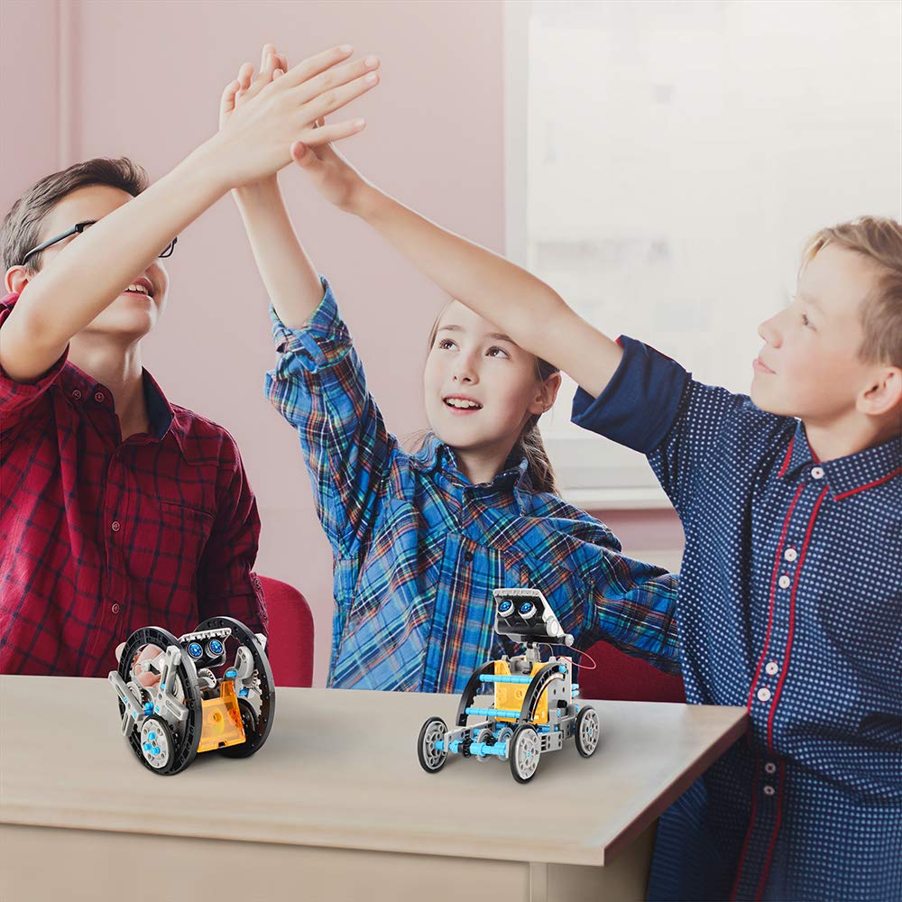 STEM Toy Build 12 Solar-Powered Robots Kit, Kids 8-13, Science Project or Gift