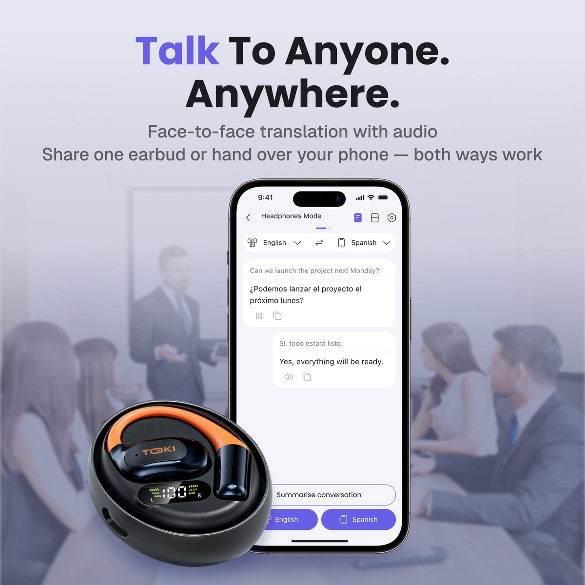 Toki Air-3 Open-Ear AI Translation Earbuds