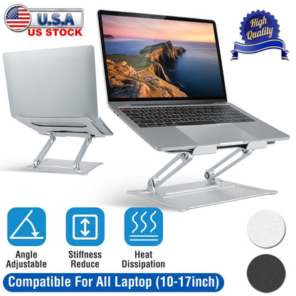 Laptop Stand Aluminum Angle Adjustable Computer Ergonomic Holder Riser Heat Vent Notebook Elevator For 10in-17in MacBook Pro 13 / 15
