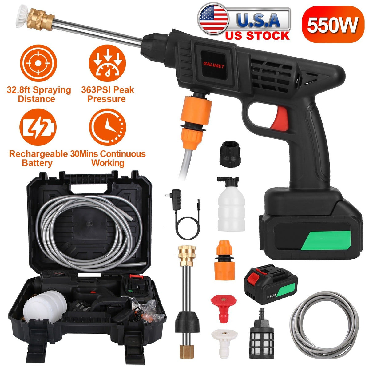 Cordless Pressure Washer Portable Electric Power Washer High Pressure Water Sprayer 363PSI Car Washer Cleaner with 12000mAh 48V Rechargeable Battery a