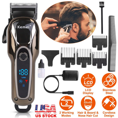 Rechargeable Electric Hair Clipper Cordless Clipper Hair Trimmer Shaver Barber Clipper Hair Cutting Machine