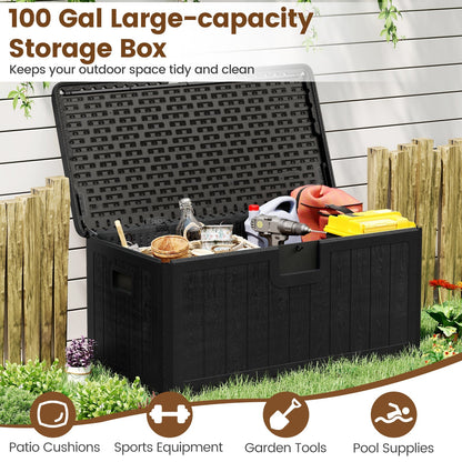 100 Gallon Large Deck Box with Lockable Lid for Patio
