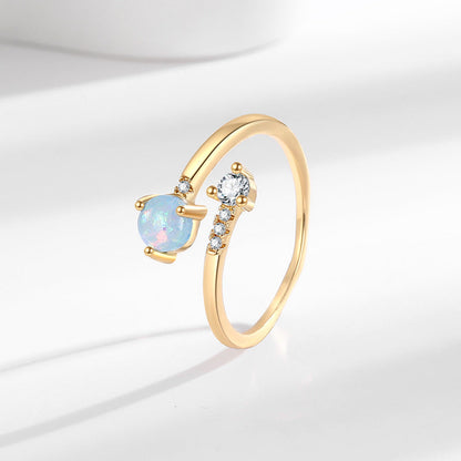 Fashionable And Simple Micro-Inlaid Opal Ring For Women