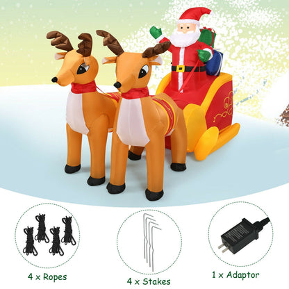 7.5 Feet Waterproof Outdoor Inflatable Santa with Double Deer and Sled