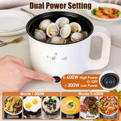 Electric Hot Pot with Steamer 1.8L Dual Power Ceramic Cooker