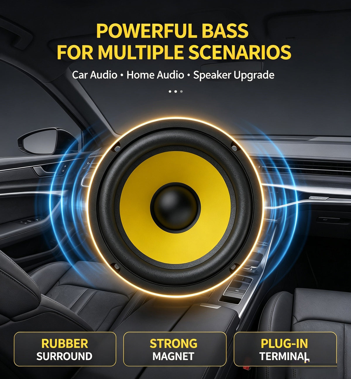 4 5 6.5 8 10 12 Inch Car Subwoofer Speaker  Heavy Bass Audio Loudspeaker For Car Stereo Modification