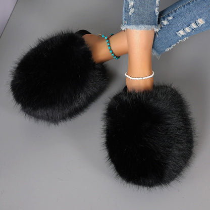 Large Size Solid Color Fluffy Soft Bottom Winter Baotou Home Warm Multi-color Cotton Slippers