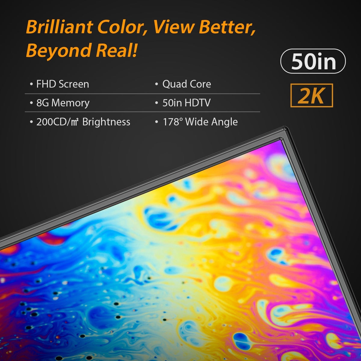 50In LED Smart TV 16:9 Full High Definition Television Internet TV with LED Backlit