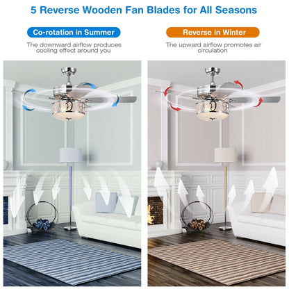 52 Inch Ceiling Fan with Light Reversible Blade and Adjustable Speed
