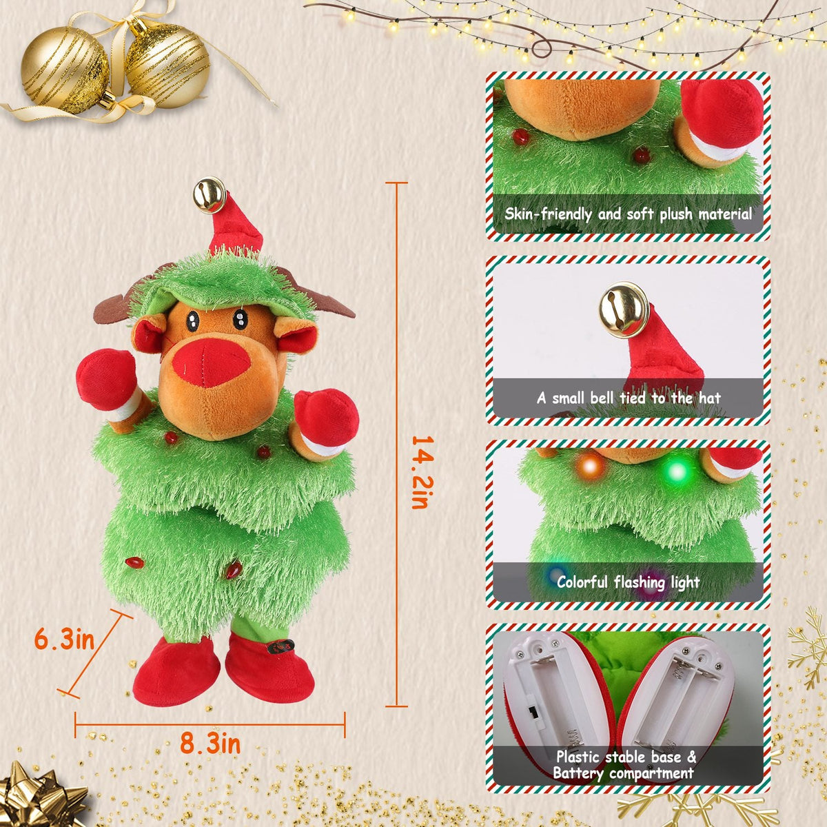 Electric Dancing Singing Plush Toy Twisting Elk Toy Talking Interactive Mimicking Funny Songs Wiggly Dance Kid Christmas Gift