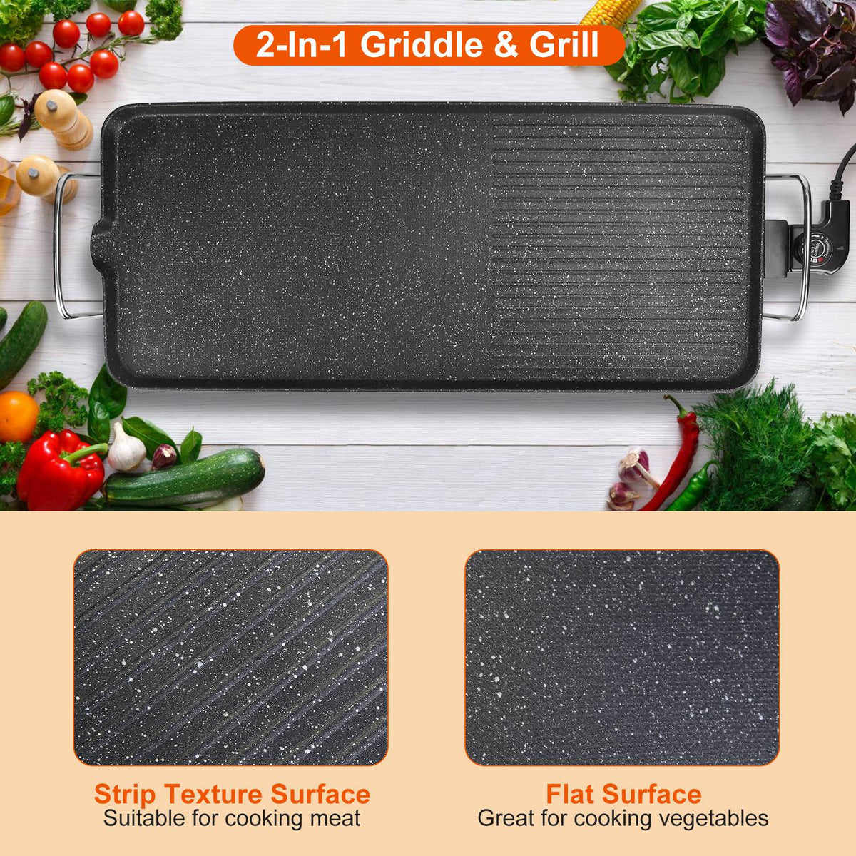 Electric Grill – Non-Stick Tabletop BBQ for Indoor/Outdoor Use