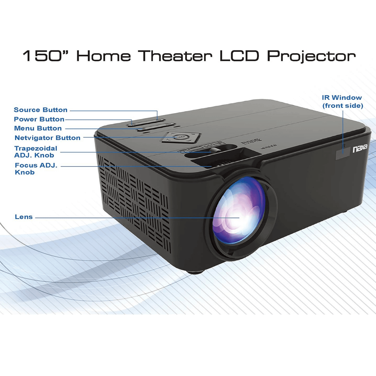 Naxa 150" Home Theater LCD Projector - Refurbished