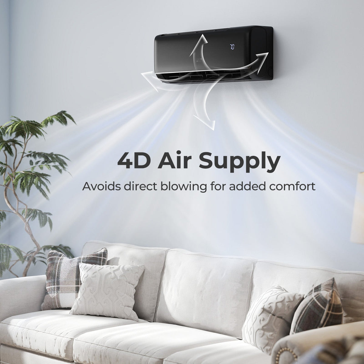 GreyVolt Series 9100 BTU 20.5 SEER2 115V WiFi Enabled Mini Split AC Compatible with Alexa Gray