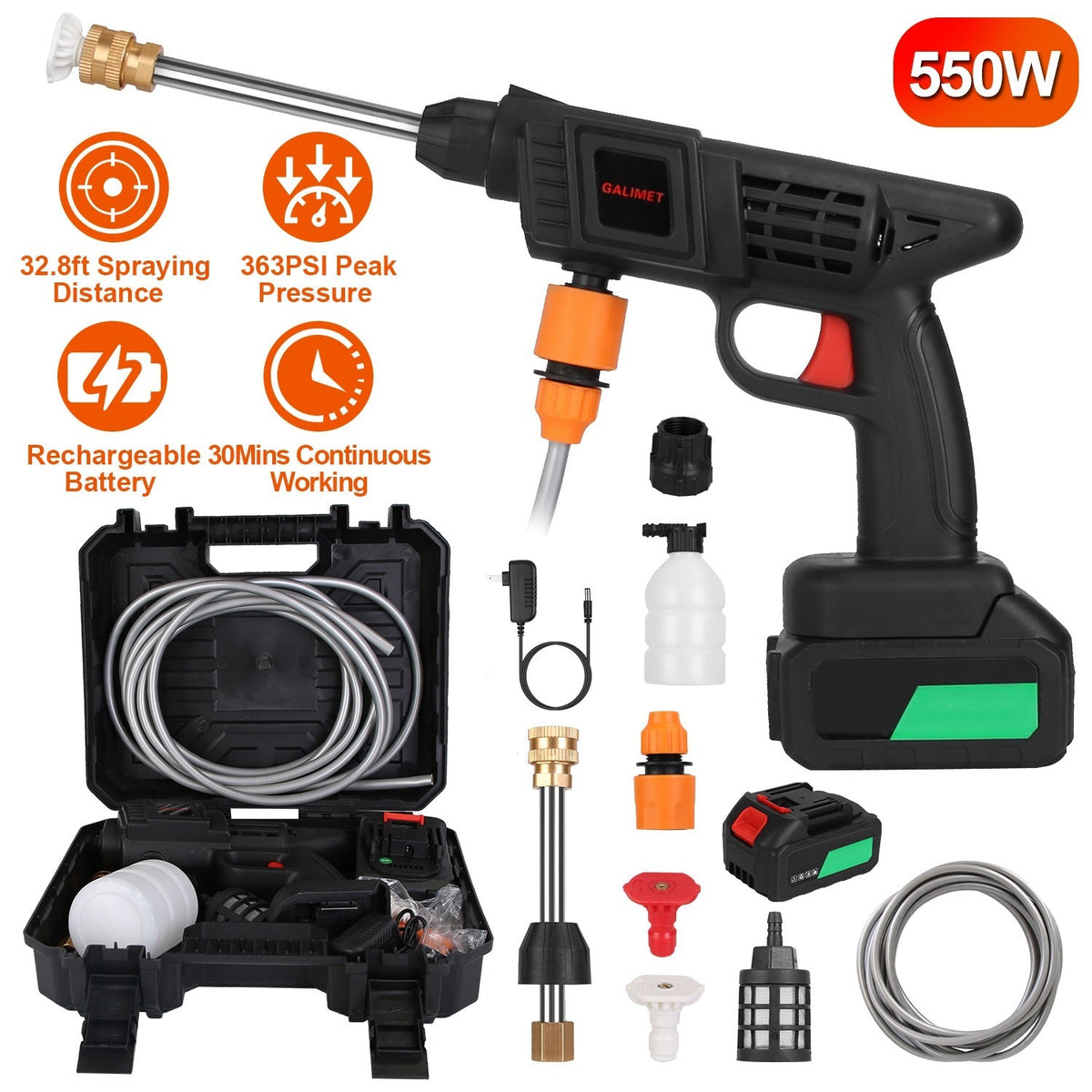 Cordless Pressure Washer Portable Electric Power Washer High Pressure Water Sprayer 363PSI Car Washer Cleaner with 12000mAh 48V Rechargeable Battery a