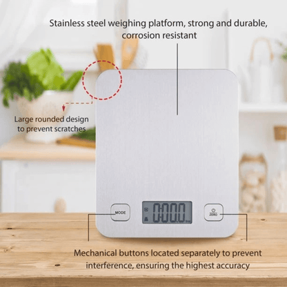 Mainstays Stainless Steel Digital Battery-Powered Kitchen Scale