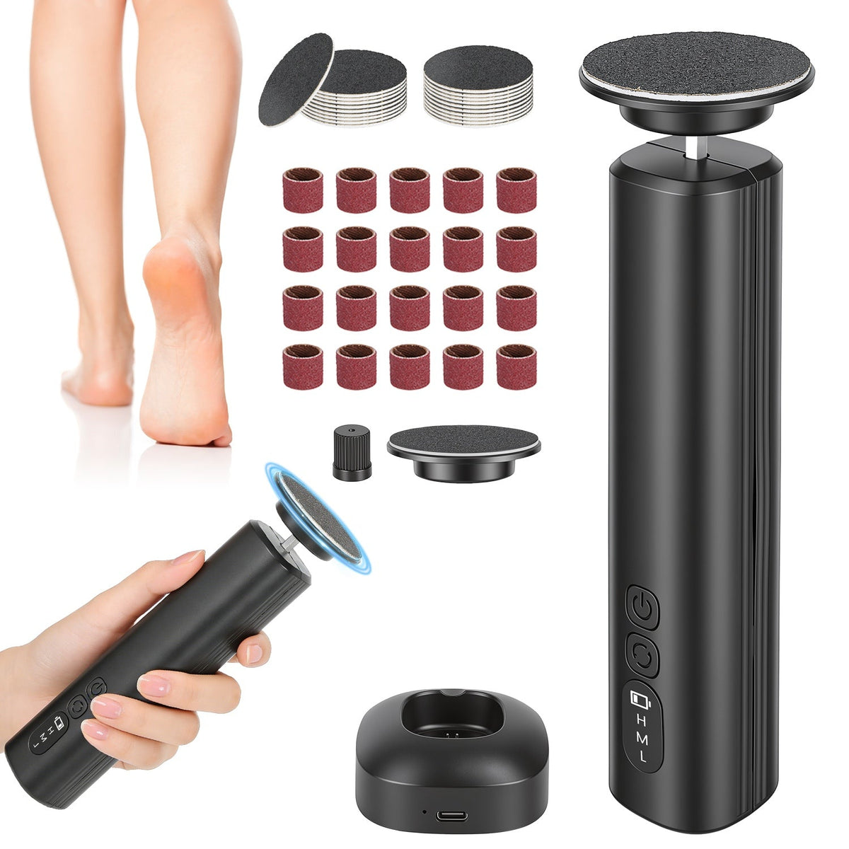 Electric Foot Callus Remover & Nail Grinder with 40 Sanding Discs