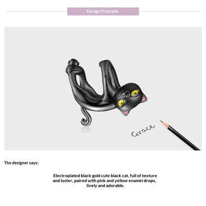 Mischievous And Cute Pet Black Cat Zhu