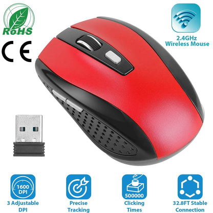 2.4G Wireless Gaming Mouse Optical Mice w/ Receiver 3 Adjustable DPI 6 Buttons For PC Laptop Computer Macbook